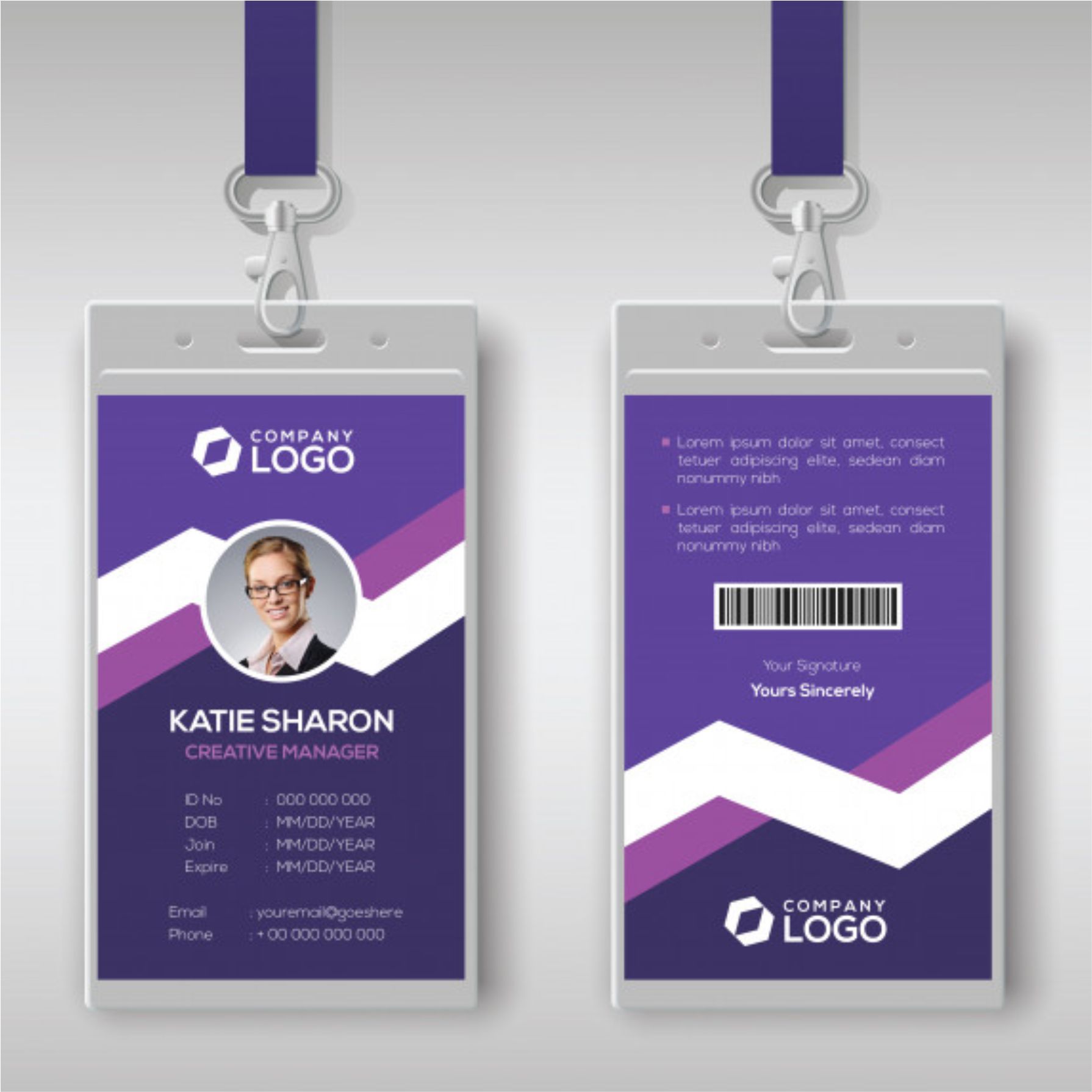 Premium Vector | Creative corporate office id card template or vector blue  professional id card design